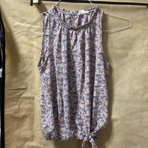 Women’s floral, tie waist tank top